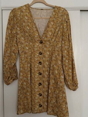 Vintage Free People Floral Button-Front Dress